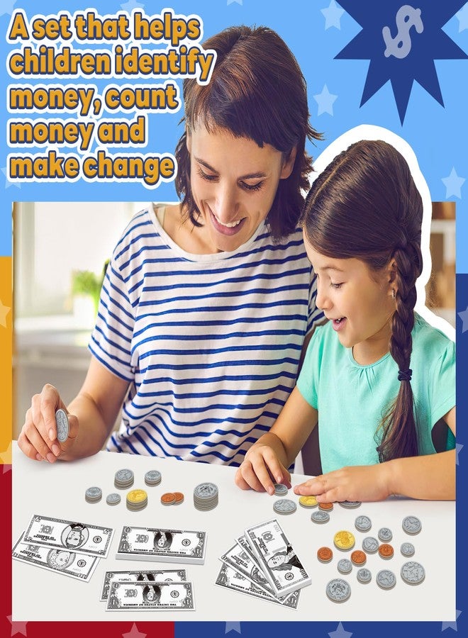 Zazopup Pretend Play Money for Kids for Learning, Math Manipulatives for Toddlers, Math Games for Teaching, Counting, Educational Card Games,Bills and Coins,Kindergartner Classroom,Homeschool Supplies - Image 2